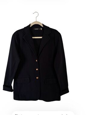 Lauren Ralph Lauren Black Label - Navy Combed Cotton Blend Blazer Sz XL TG